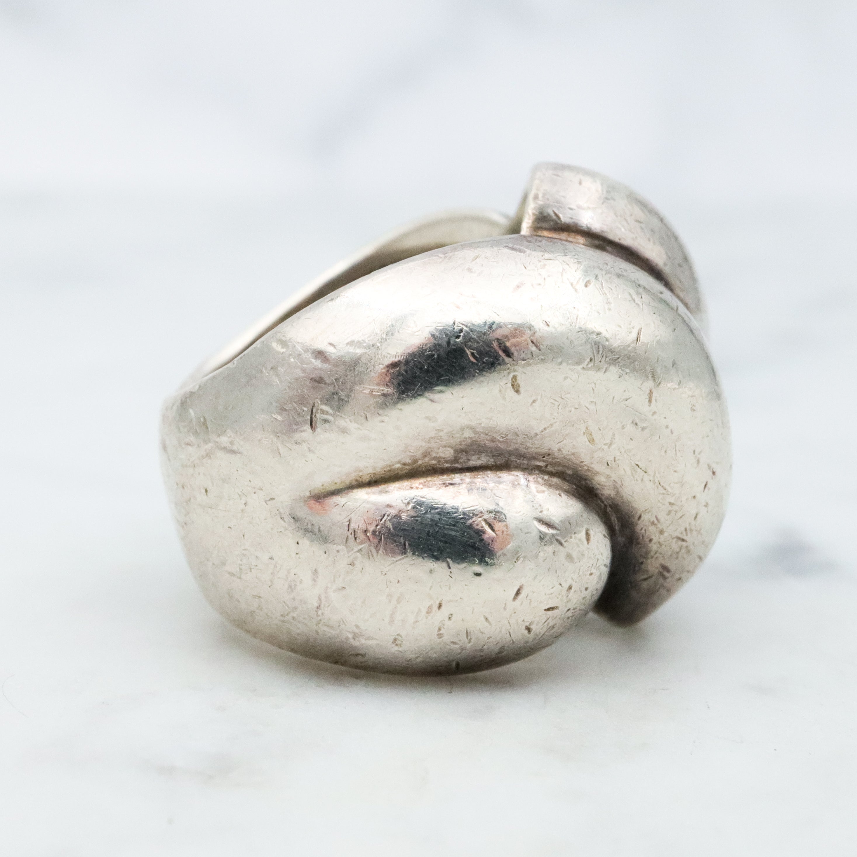 Vintage Mid Century chunky sterling knot ring, size 6.5